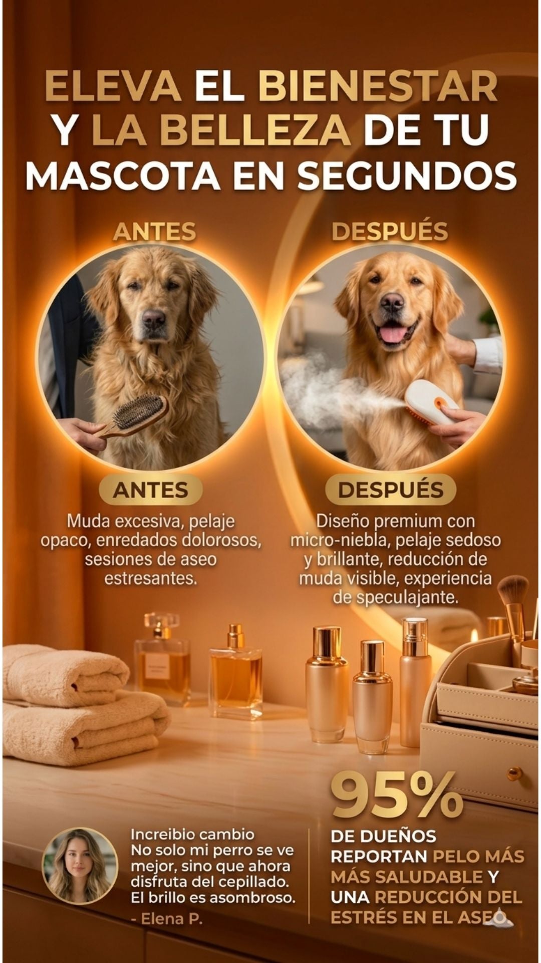 Cepillo Spray Deslanador para Perros y Gatos 🐾
