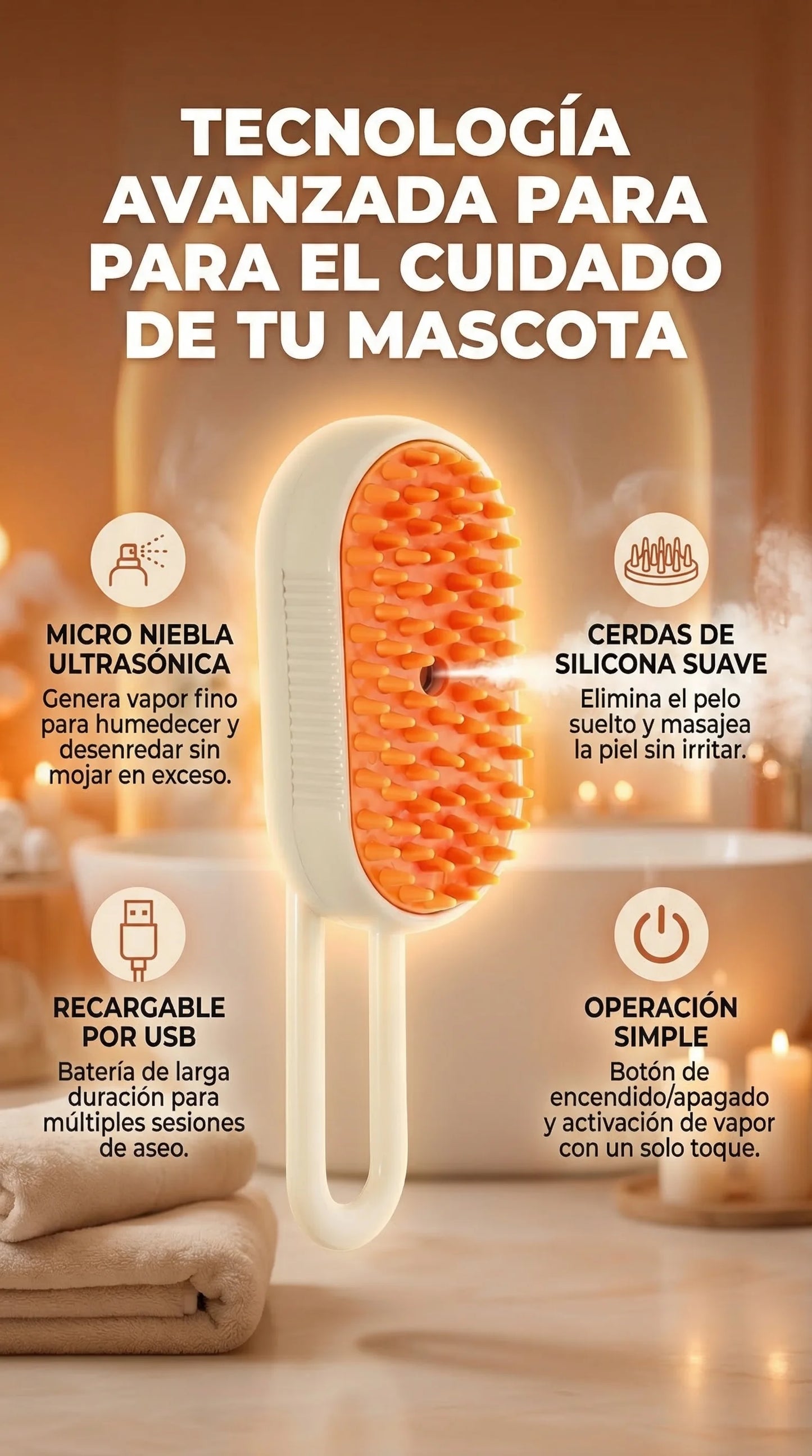 Cepillo Spray Deslanador para Perros y Gatos 🐾